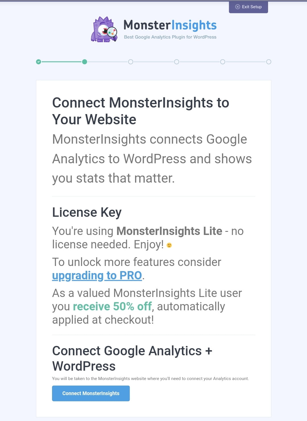 Connect MonsterInsights to Google Analytics