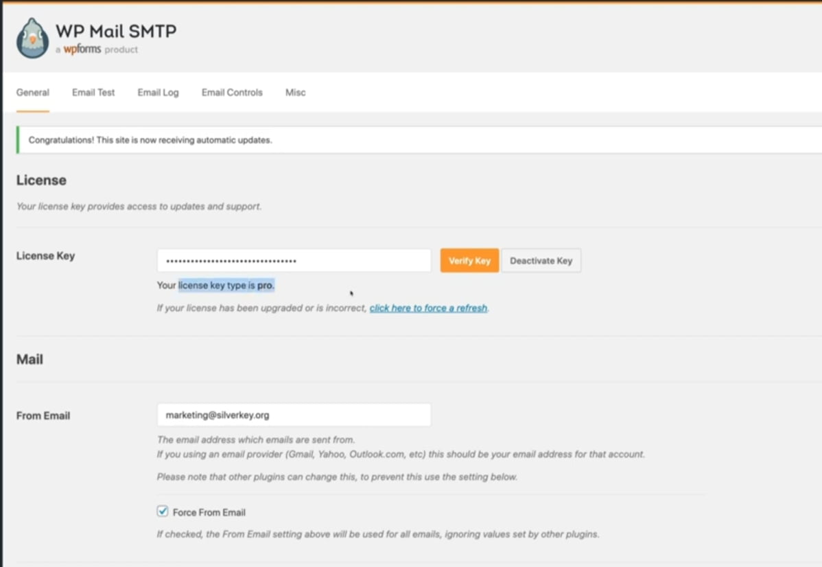 WP Mail SMTP insert license key