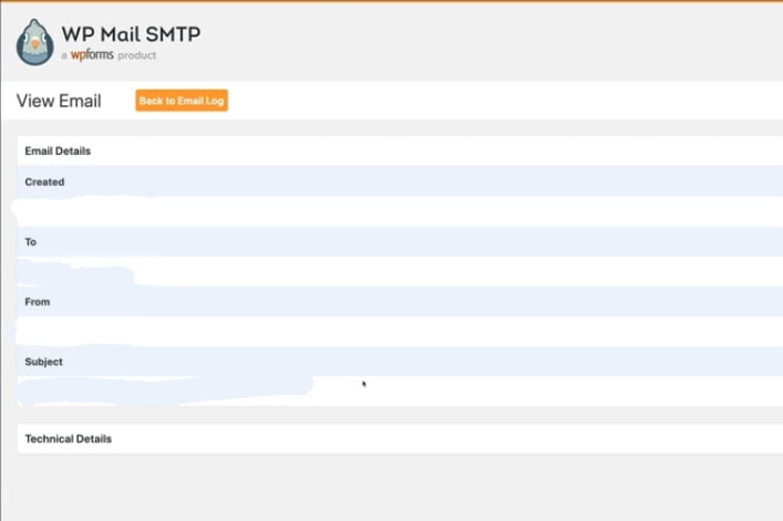 WP Mail SMTP view Email Log details